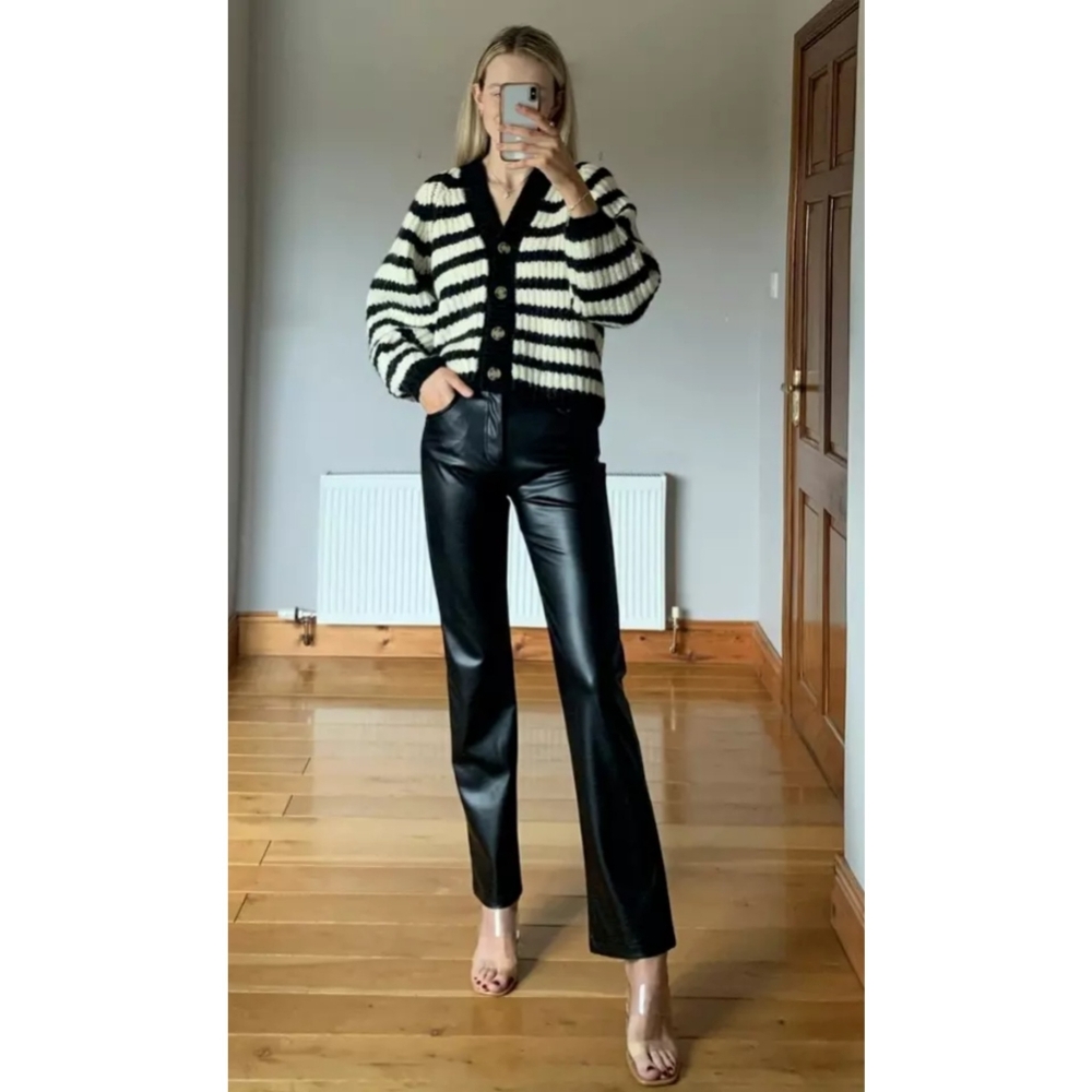 Zara Faux Leather Straight Leg Pants